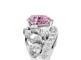 White gold Fancy Pink Heart  Diamond Halo Ring with Marquise and Pavé Band in Prong Setting_76