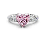 White gold Fancy Pink Heart  Diamond Pavé Band Solitaire Ring with Four-Prong Setting_49