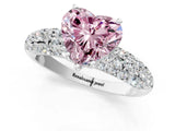 White gold Fancy Pink Heart  Diamond Pavé Band Solitaire Ring with Four-Prong Setting_50