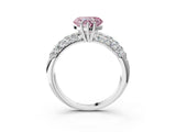 White gold Fancy Pink Heart  Diamond Pavé Band Solitaire Ring with Four-Prong Setting_51