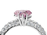White gold Fancy Pink Heart  Diamond Pavé Band Solitaire Ring with Four-Prong Setting_52