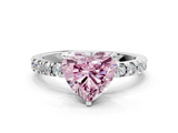 White gold Fancy Pink Heart  Diamond Pavé Band Solitaire with Four-Prong Setting_193