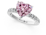 White gold Fancy Pink Heart  Diamond Pavé Band Solitaire with Four-Prong Setting_194
