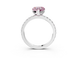 White gold Fancy Pink Heart  Diamond Pavé Band Solitaire with Four-Prong Setting_199