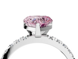 White gold Fancy Pink Heart  Diamond Pavé Band Solitaire with Four-Prong Setting_200