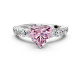 White gold Fancy Pink Heart  Diamond Pavé Band Solitaire with Four-Prong Setting_3