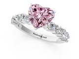 White gold Fancy Pink Heart  Diamond Pavé Band Solitaire with Four-Prong Setting_4