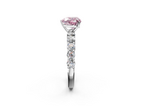 White gold Fancy Pink Heart  Diamond Pavé Band Solitaire with Four-Prong Setting_5