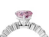 White gold Fancy Pink Heart  Diamond Pavé Band Solitaire with Four-Prong Setting_7