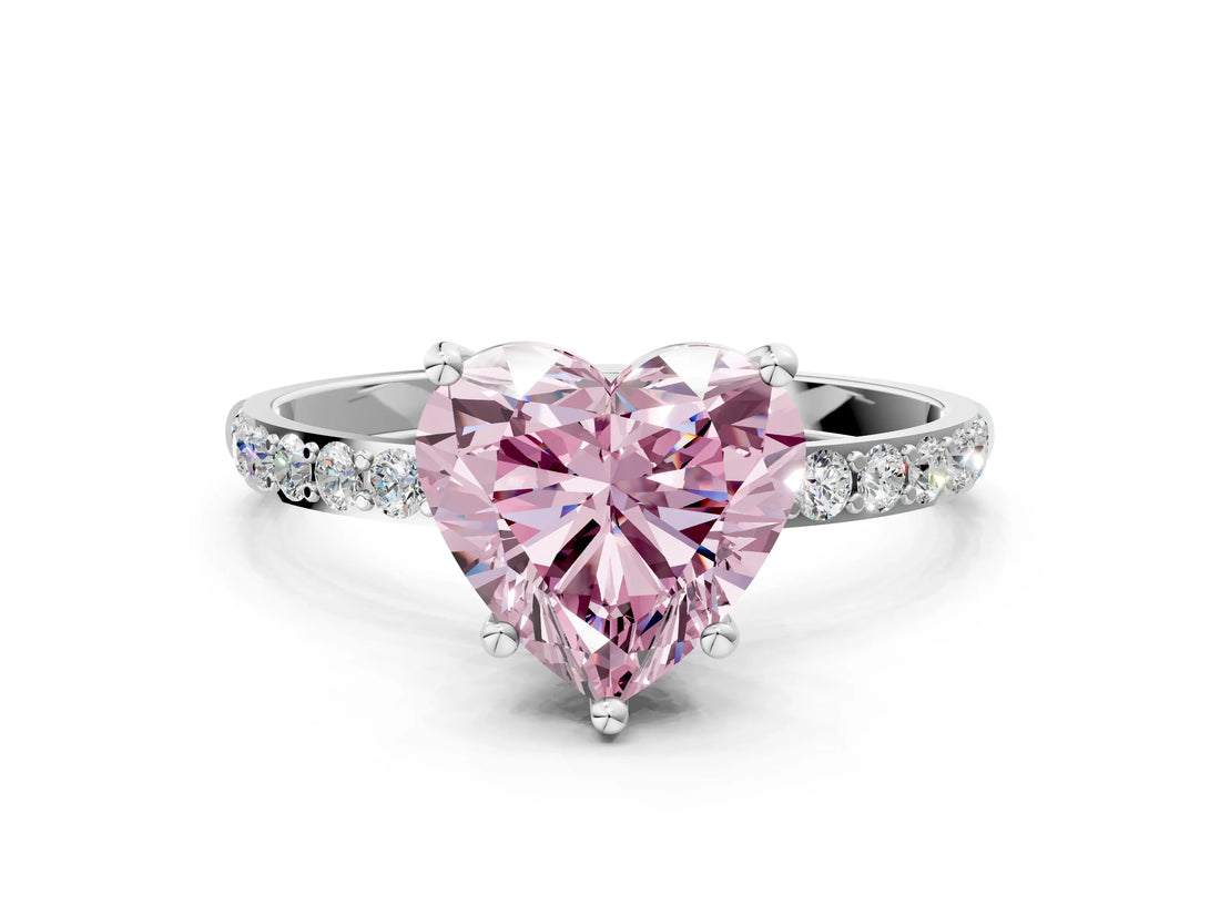 White gold Fancy Pink Heart  Diamond Pavé Band with Six-Prong Setting_27