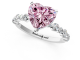 White gold Fancy Pink Heart  Diamond Prong Set Engagement Ring with Pave Band_205