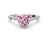 White gold Fancy Pink Heart  Diamond Prong Set Engagement Ring with Pave Band_208
