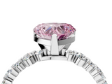 White gold Fancy Pink Heart  Diamond Prong Set Engagement Ring with Pave Band_208