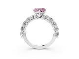 White gold Fancy Pink Heart  Diamond Prong Setting with Side Stones on a Pave Band_132
