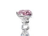 White gold Fancy Pink Heart  Diamond Prong Setting with Side Stones on a Pave Band_134