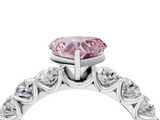 White gold Fancy Pink Heart  Diamond Prong Setting with Side Stones on a Pave Band_134
