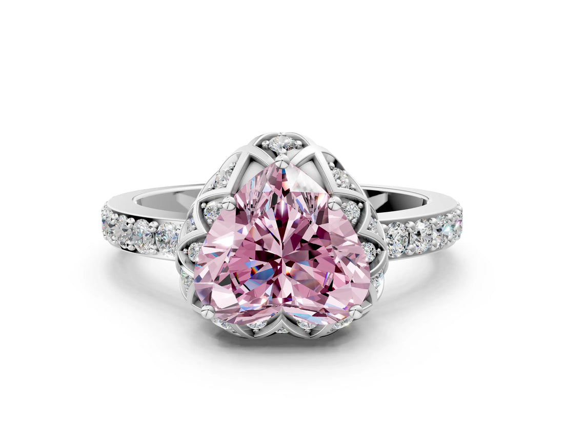 White gold Fancy Pink Heart  Diamond Solitaire Ring with Shared Prong Pavé Band_25