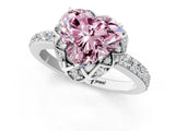 White gold Fancy Pink Heart  Diamond Solitaire Ring with Shared Prong Pavé Band_26