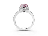 White gold Fancy Pink Heart  Diamond Solitaire Ring with Shared Prong Pavé Band_28