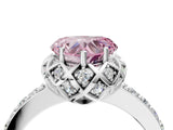 White gold Fancy Pink Heart  Diamond Solitaire Ring with Shared Prong Pavé Band_29
