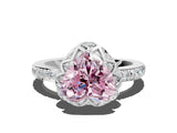 White gold Fancy Pink Heart  Diamond Solitaire Ring with Shared Prong Pavé Band_66
