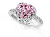 White gold Fancy Pink Heart  Diamond Solitaire Ring with Shared Prong Pavé Band_67