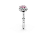 White gold Fancy Pink Heart  Diamond Solitaire Ring with Shared Prong Pavé Band_68