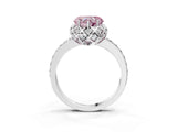 White gold Fancy Pink Heart  Diamond Solitaire Ring with Shared Prong Pavé Band_69