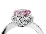 White gold Fancy Pink Heart  Diamond Solitaire Ring with Shared Prong Pavé Band_70