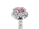 White gold Fancy Pink Heart  Diamond Solitaire Ring with Shared Prong Pavé Band_71