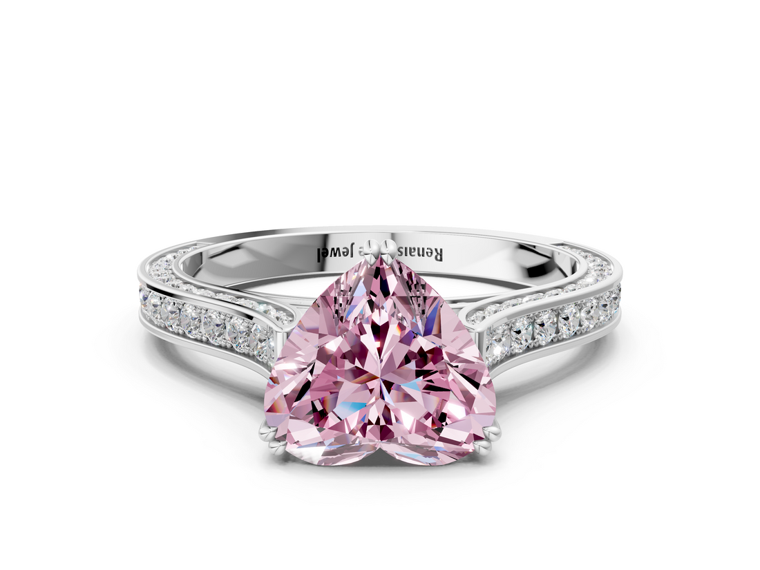 White gold Fancy Pink Heart  Diamond Solitaire with Pave Band and Six-Prong Setting_19