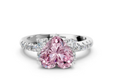 White gold Fancy Pink Heart  Diamond Three-Stone Pave Band with Four-Prong Setting_20