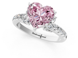 White gold Fancy Pink Heart  Diamond Three-Stone Pave Band with Four-Prong Setting_21