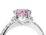 White gold Fancy Pink Heart  Diamond Three-Stone Pave Band with Four-Prong Setting_24