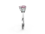 White gold Fancy Pink Heart  Diamond Three-Stone Ring with Trapezoid Side Stones and Prong Setting_19