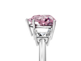 White gold Fancy Pink Heart  Diamond Three-Stone Ring with Trapezoid Side Stones and Prong Setting_22