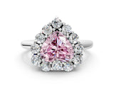 White gold Fancy Pink Heart  Halo Cluster Diamond Engagement Ring with Prong Setting and Polished Band_20
