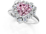 White gold Fancy Pink Heart  Halo Cluster Diamond Engagement Ring with Prong Setting and Polished Band_21