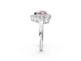 White gold Fancy Pink Heart  Halo Cluster Diamond Engagement Ring with Prong Setting and Polished Band_22