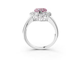 White gold Fancy Pink Heart  Halo Cluster Diamond Engagement Ring with Prong Setting and Polished Band_23