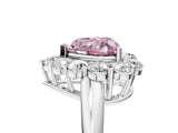 White gold Fancy Pink Heart  Halo Cluster Diamond Engagement Ring with Prong Setting and Polished Band_25