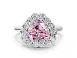 White gold Fancy Pink Heart  Halo Cluster Diamond Engagement Ring with Solitaire Band and Prong Setting_49
