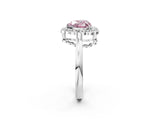 White gold Fancy Pink Heart  Halo Cluster Diamond Engagement Ring with Solitaire Band and Prong Setting_51