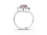 White gold Fancy Pink Heart  Halo Cluster Diamond Engagement Ring with Solitaire Band and Prong Setting_52