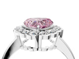 White gold Fancy Pink Heart  Halo Cluster Diamond Engagement Ring with Solitaire Band and Prong Setting_53