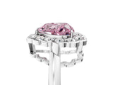 White gold Fancy Pink Heart  Halo Cluster Diamond Engagement Ring with Solitaire Band and Prong Setting_54