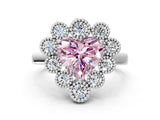 White gold Fancy Pink Heart  Halo Diamond Cluster Engagement Ring with Milgrain Bezel Setting and Solitaire Band_27