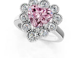 White gold Fancy Pink Heart  Halo Diamond Cluster Engagement Ring with Milgrain Bezel Setting and Solitaire Band_28