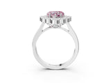 White gold Fancy Pink Heart  Halo Diamond Cluster Engagement Ring with Milgrain Bezel Setting and Solitaire Band_30