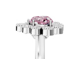 White gold Fancy Pink Heart  Halo Diamond Cluster Engagement Ring with Milgrain Bezel Setting and Solitaire Band_32